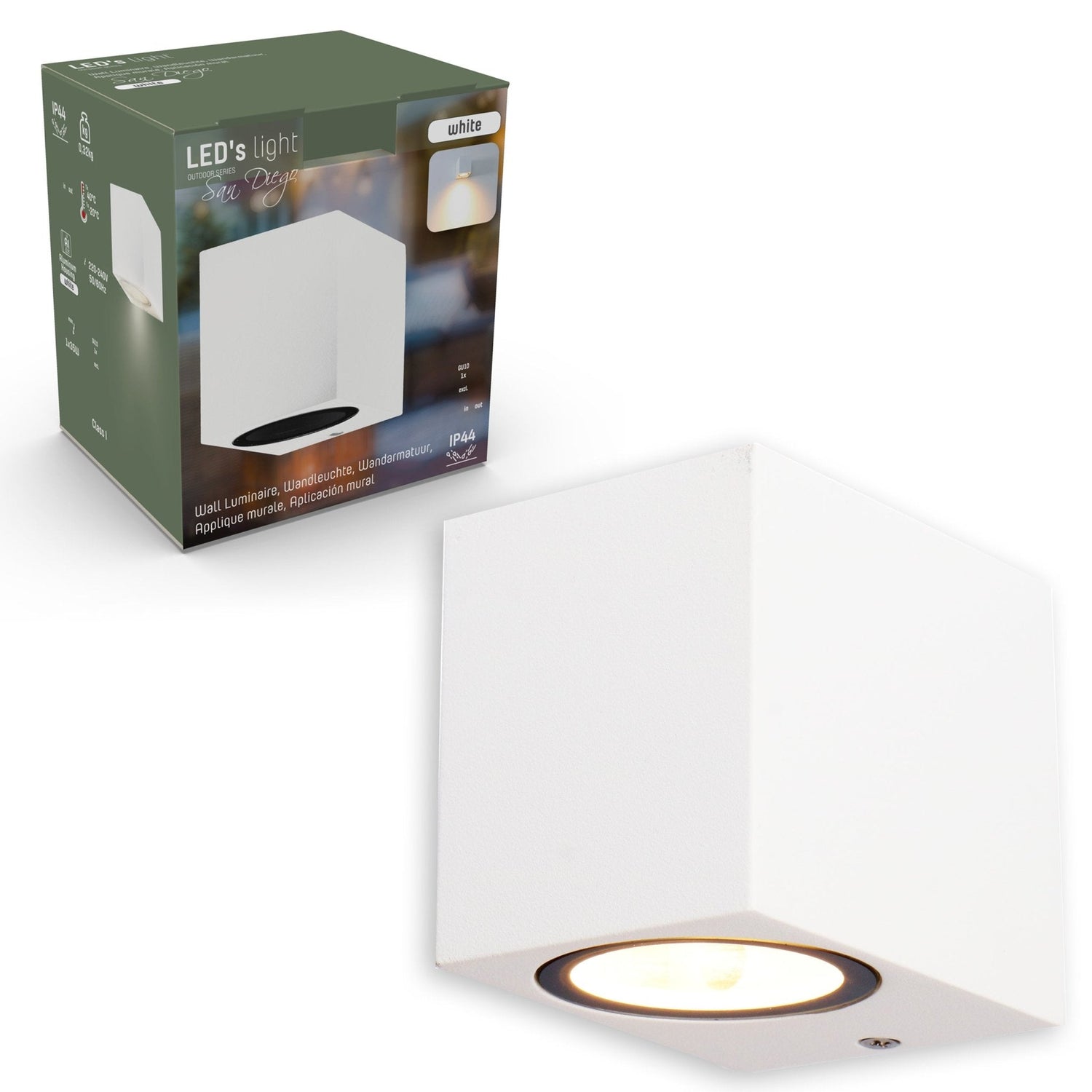 NØRD Down - LED's Light LED Wandleuchte für den Außenbereich mit GU10-Fassung - Quadratisch - IP44 - Weiß - Modell Rome