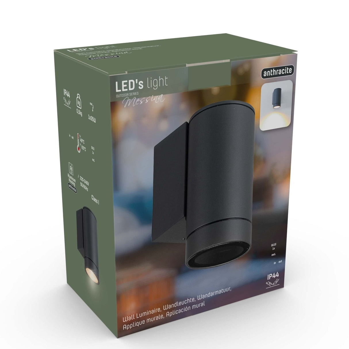 LED Light Wall Lamp for outdoor use - GU10 fitting - IP44 waterproof - Anthracite - Model Carpi