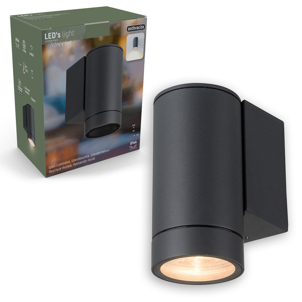 LED Light Wall Lamp for outdoor use - GU10 fitting - IP44 waterproof - Anthracite - Model Carpi