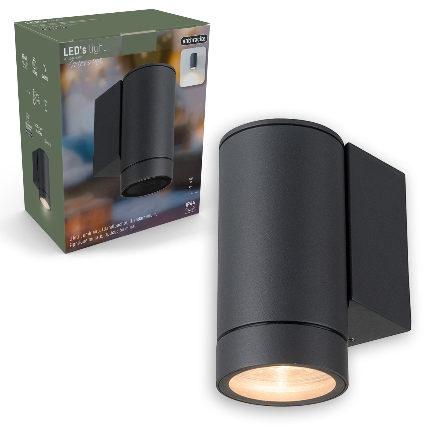 LED Light Wall Lamp for outdoor use - GU10 fitting - IP44 waterproof - Anthracite - Model Carpi