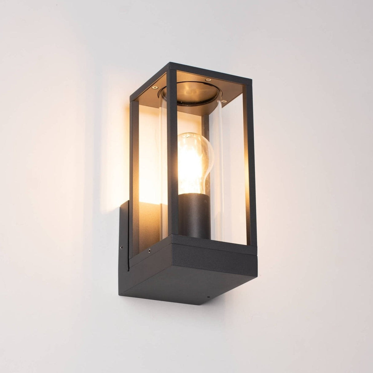 LED's Light LED Wall Lamp with Glass Windows - Rectangle - E27 Fitting - IP44 - Anthracite