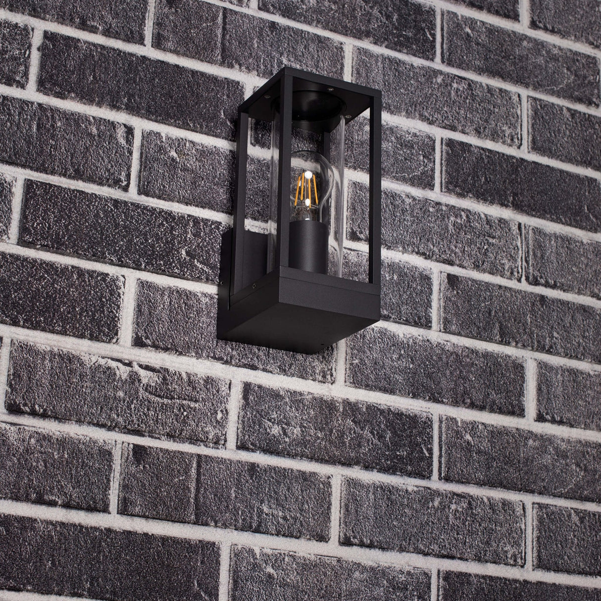 LED's Light LED Wall Lamp with Glass Windows - Rectangle - E27 Fitting - IP44 - Anthracite
