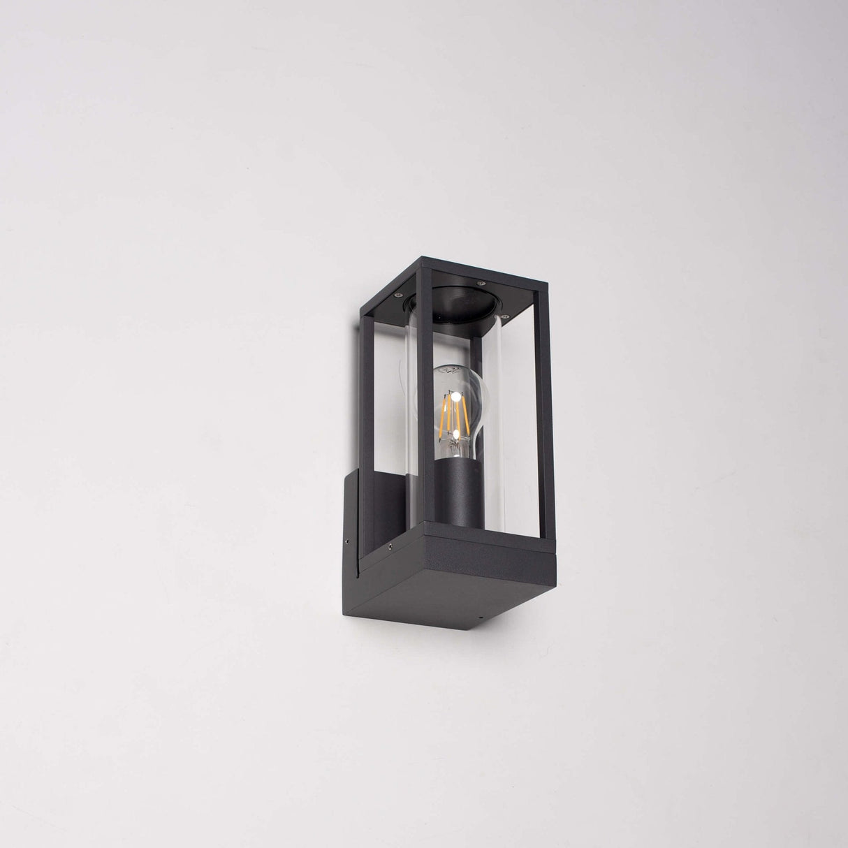 LED's Light LED Wall Lamp with Glass Windows - Rectangle - E27 Fitting - IP44 - Anthracite