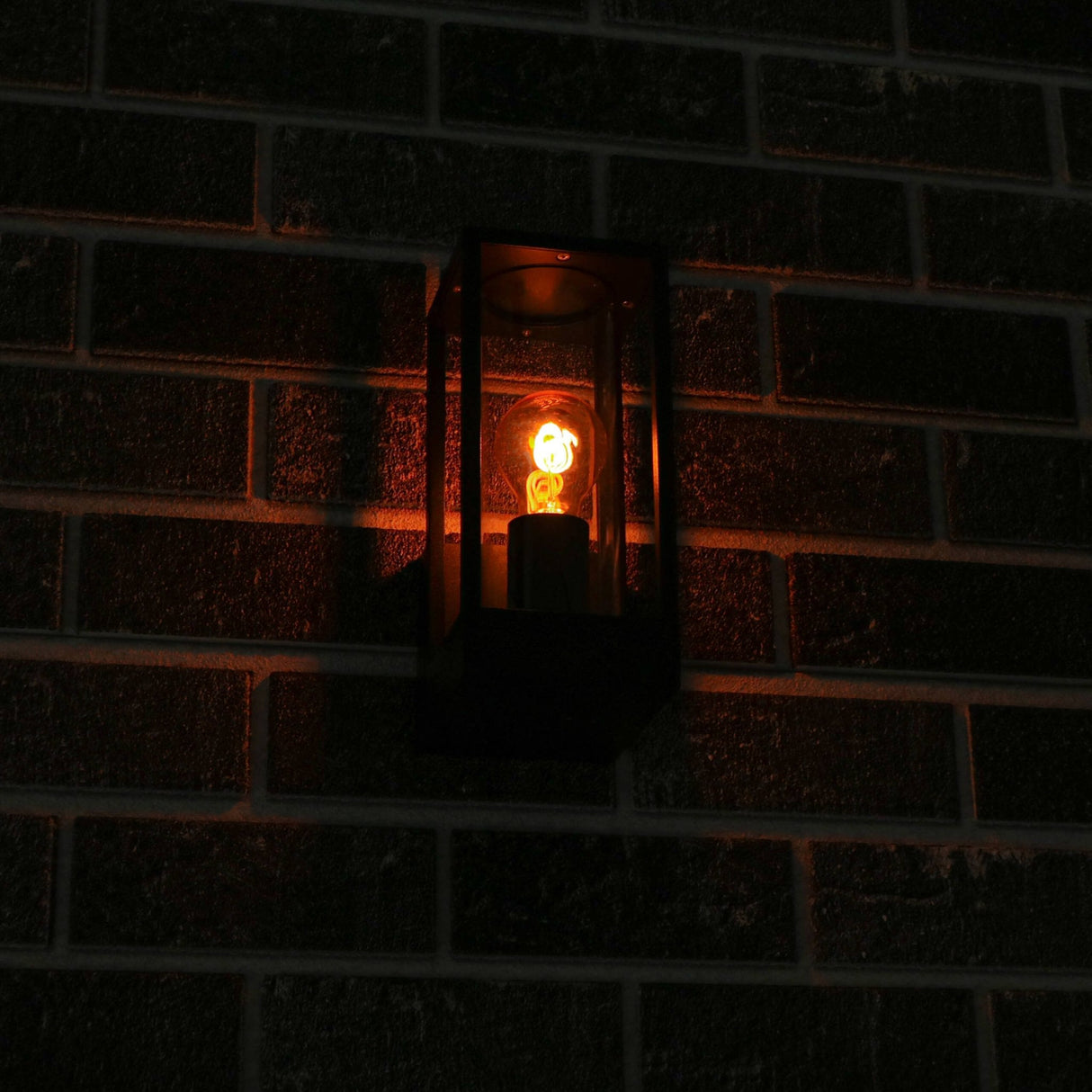 LED's Light LED Wall Lamp with Glass Windows - Rectangle - E27 Fitting - IP44 - Black