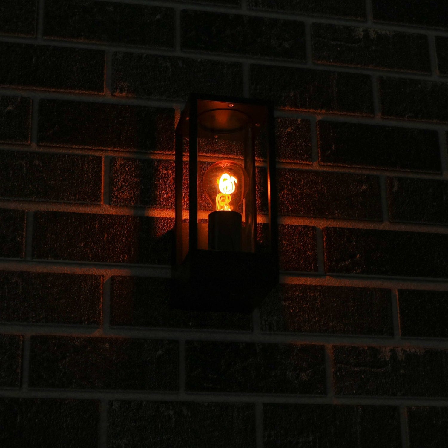 LED's Light LED Wall Lamp with Glass Windows - Rectangle - E27 Fitting - IP44 - Black