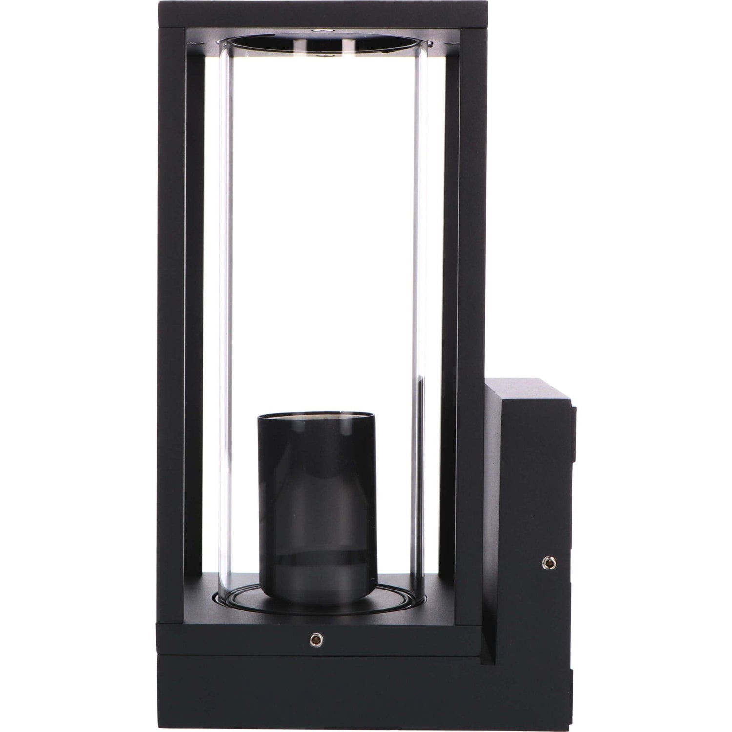 LED's Light LED Wall Lamp with Glass Windows - Rectangle - E27 Fitting - IP44 - Black