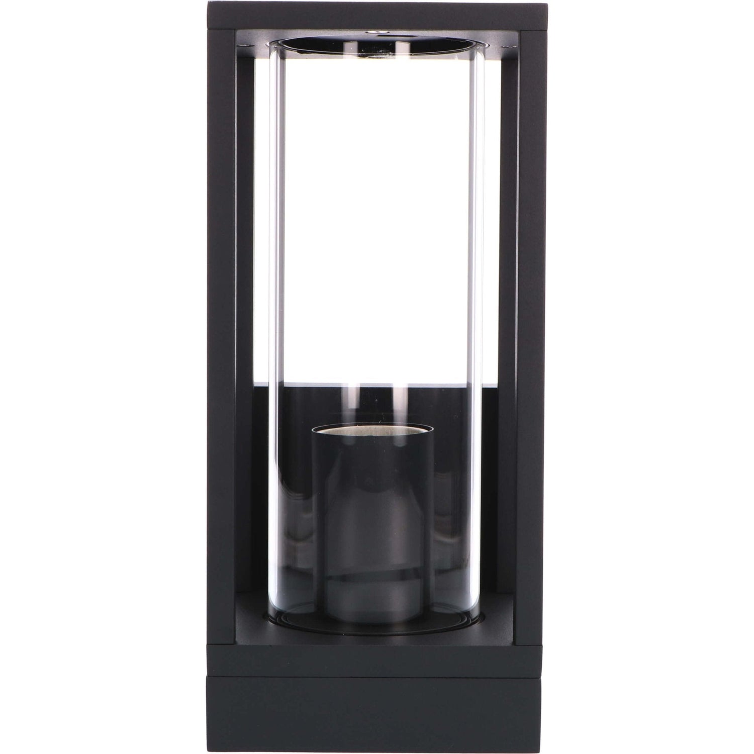 LED's Light LED Wall Lamp with Glass Windows - Rectangle - E27 Fitting - IP44 - Black