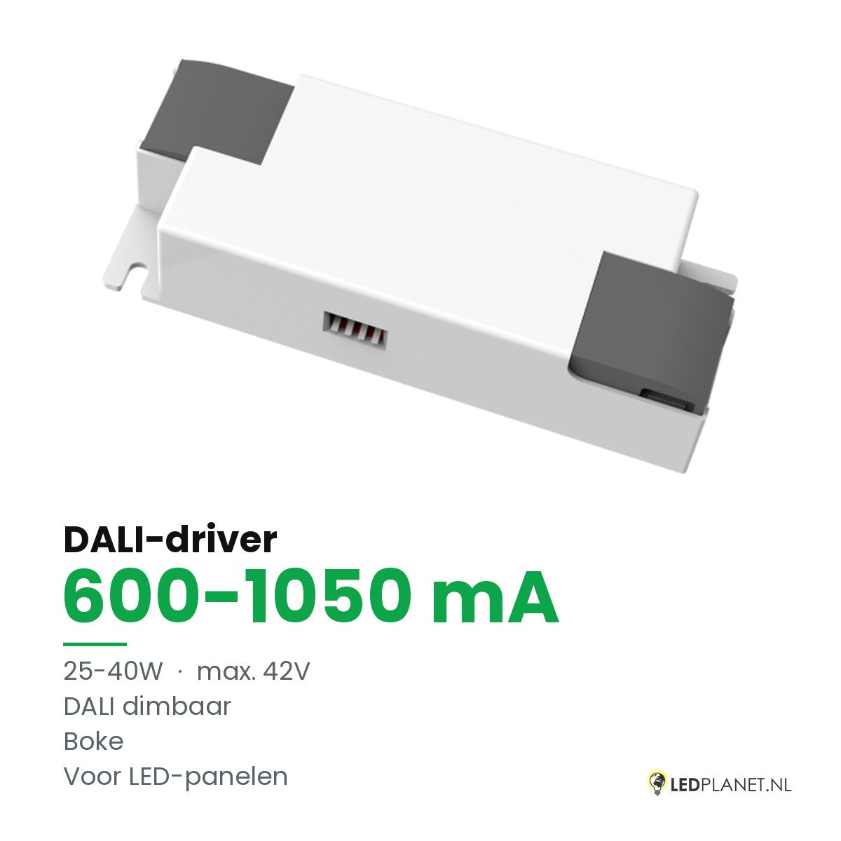 Dimbare LED-driver DALI - 25-40W - 600-1050 mA instelbaar - max. 42V - Boke