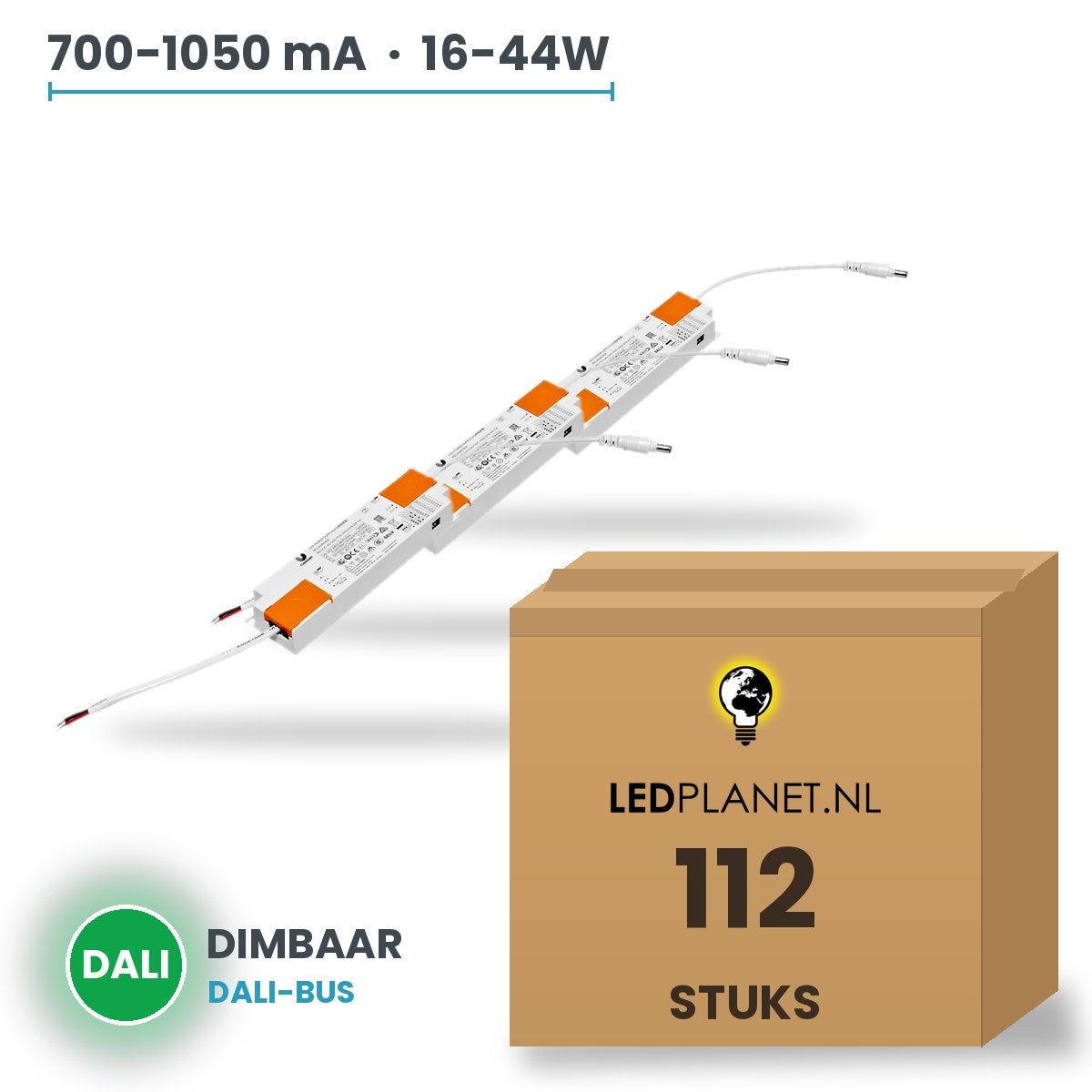 Doos met 112 stuks Dimbare LED-driver DALI - 16-44W - 700-1050 mA instelbaar - max. 42V - XZ