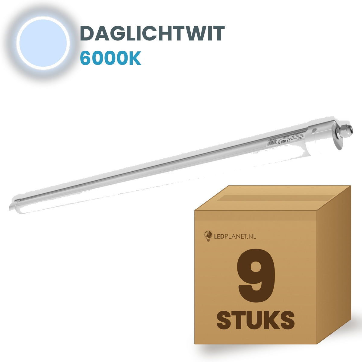 Karton z 9 oprawami hermetycznymi LED Tri-Proof 1200mm biały dzienny 6000K