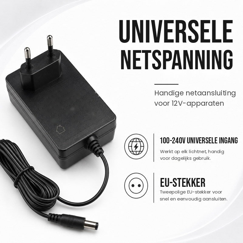 LED stekkervoeding met EU-stekker 12V - 100-240V ingang en EU-stekker