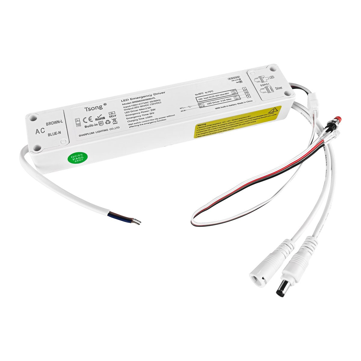 Noodstroommodule voor LED-paneel 3W - schuin aanzicht