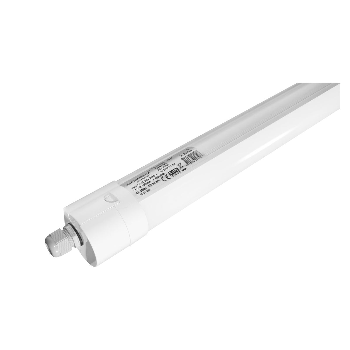 LED Feuchtraumleuchte Tri-Proof 1200mm 36W - Anschlussseite mit Kabelverschraubung
