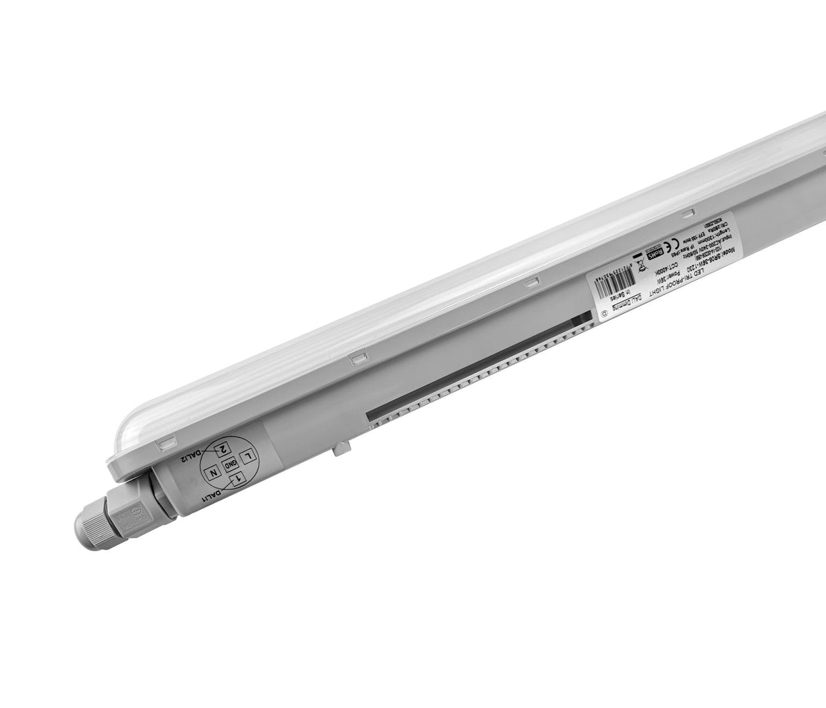 LED tri-proof armatuur 1500mm 50W - armatuur schuin met aansluiting