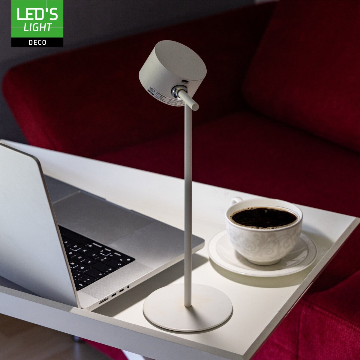 3-in-1-LED-Lampe, kabellos und wiederaufladbar, mit magnetischer Wandhalterung, Fuß und Klemme – Weiß