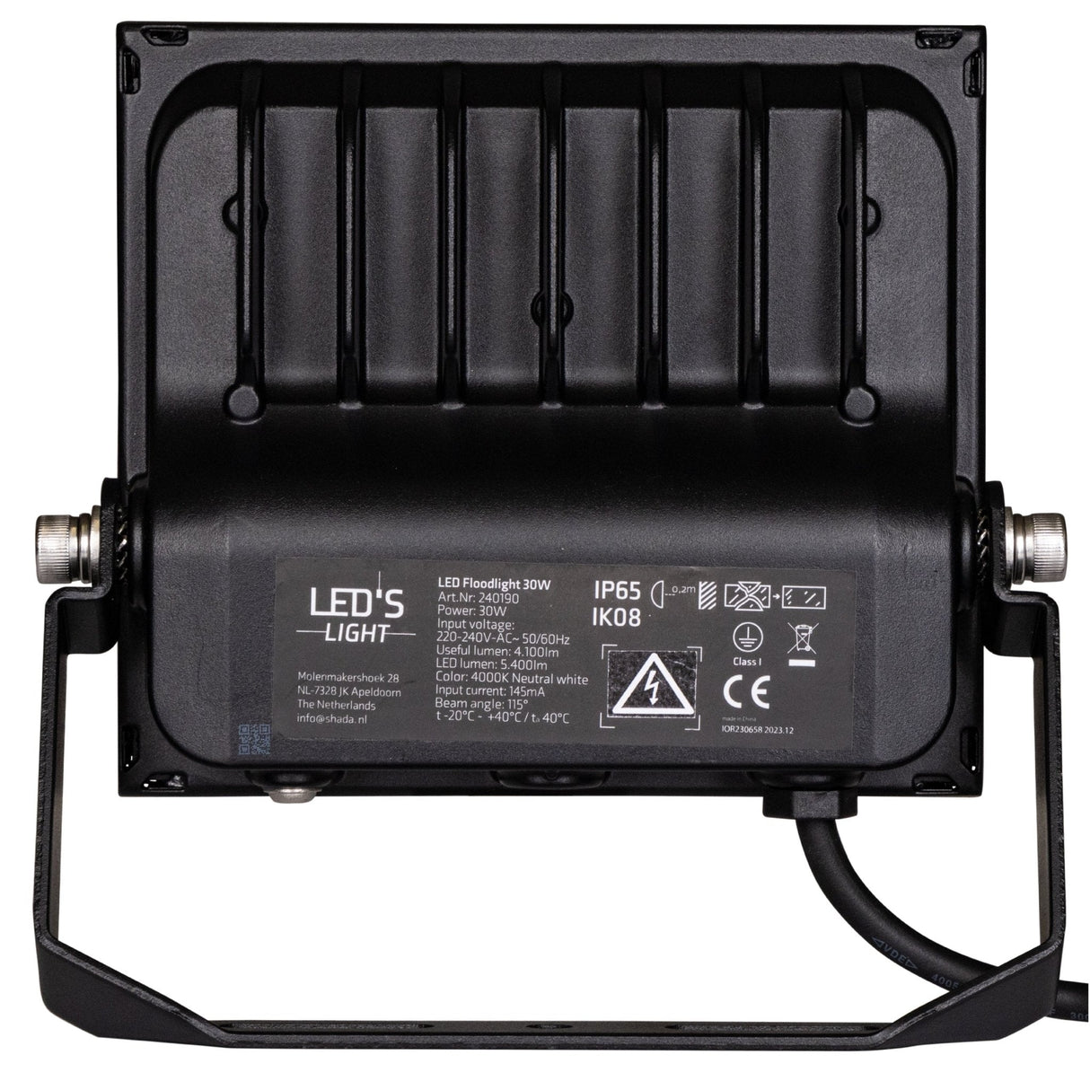 LED-Flutlicht 4100 Lumen - 30 W - Kaltweiß 4000 K - IP65 wasserdicht - IK08 stoßfest