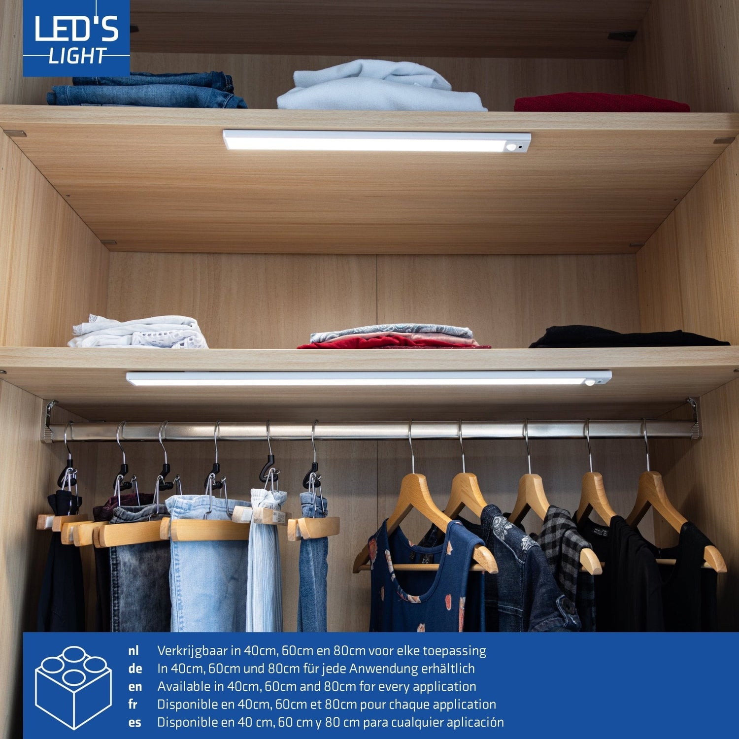 LED's Light Kastverlichting met sensor 40 cm - Oplaadbaar (USB-C) en draadloos - zwaai- en bewegingssensor - wit