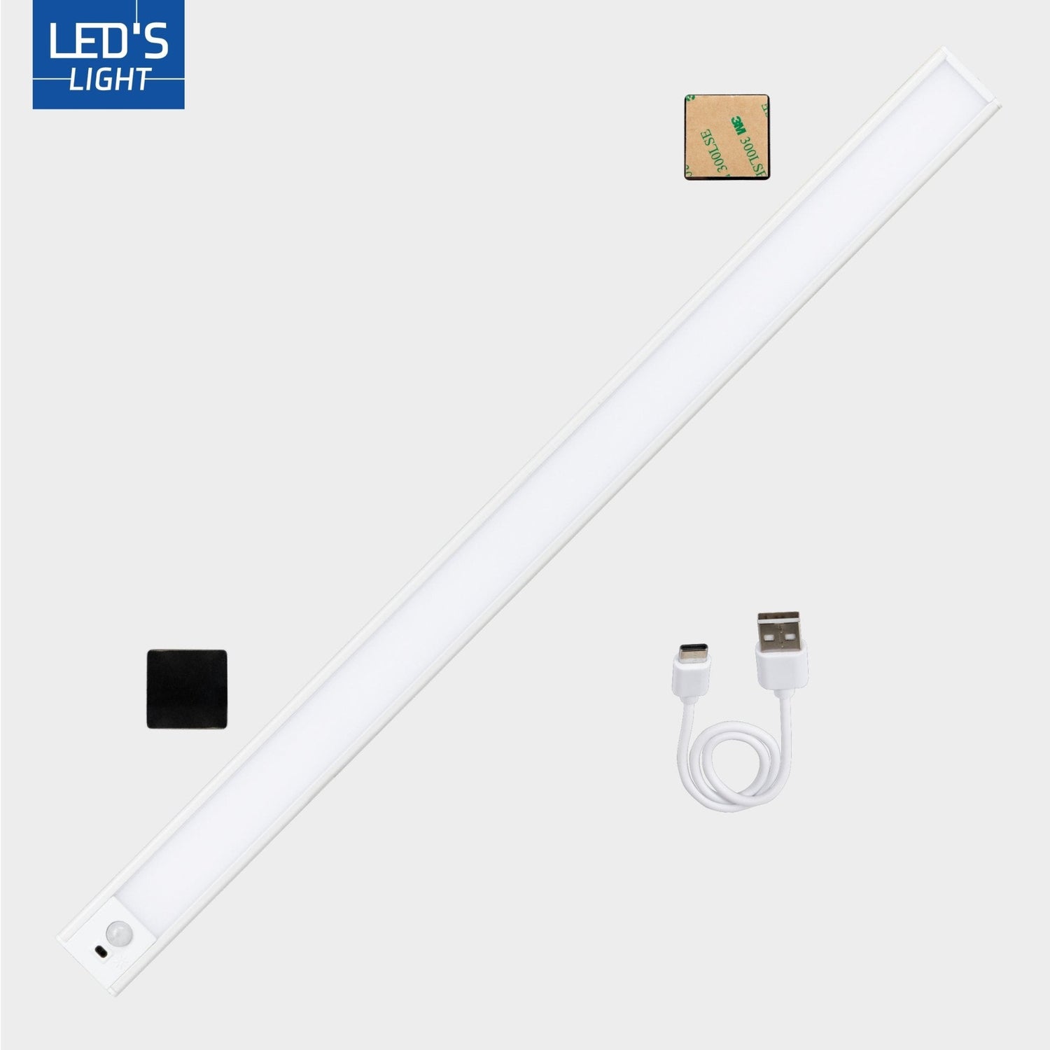 LED's Light Kastverlichting met sensor 60 cm - Oplaadbaar (USB-C) en draadloos - zwaai- en bewegingssensor - wit