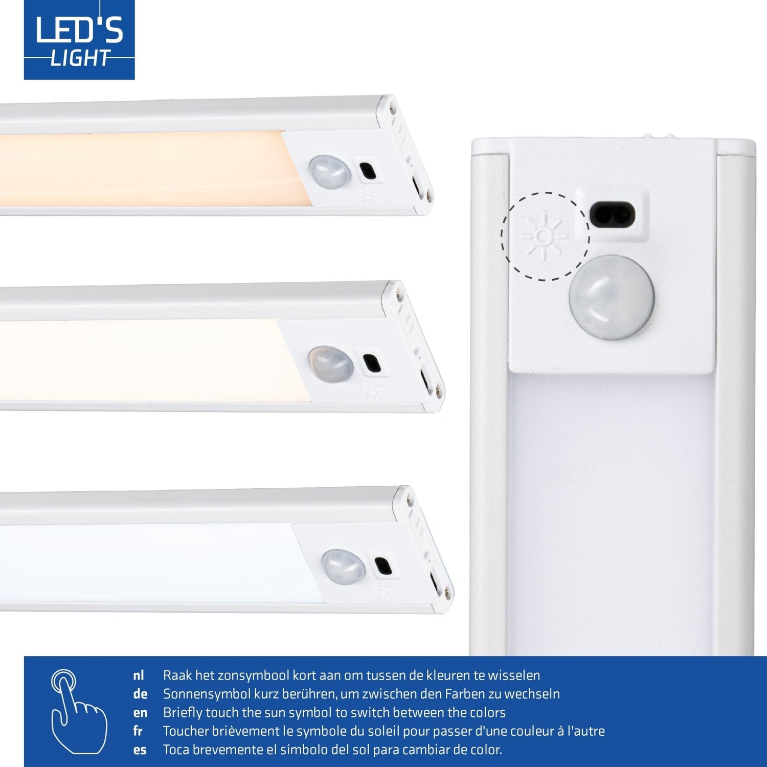 LED's Light Kastverlichting met sensor 80 cm - Oplaadbaar (USB-C) en draadloos - zwaai- en bewegingssensor - wit