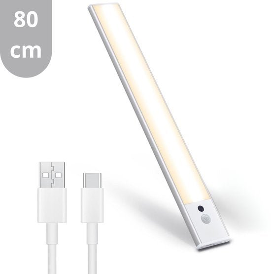 LED's Light Kastverlichting met sensor 80 cm - Oplaadbaar (USB-C) en draadloos - zwaai- en bewegingssensor - wit