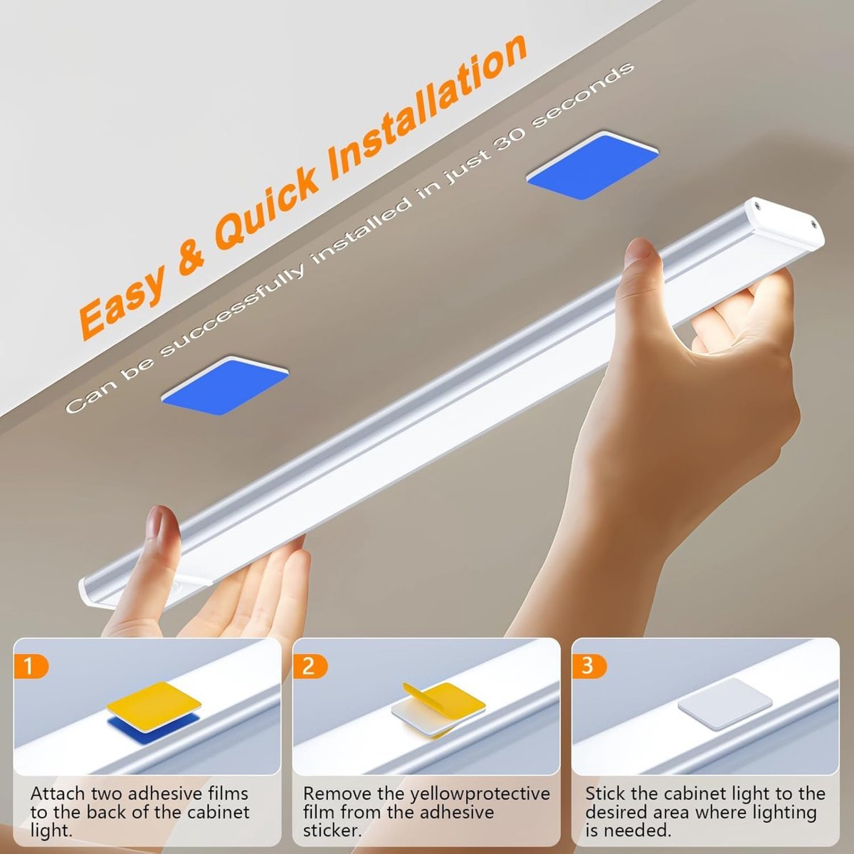 LED's Light Kastverlichting met sensor 60 cm - Oplaadbaar (USB-C) en draadloos - zwaai- en bewegingssensor - wit