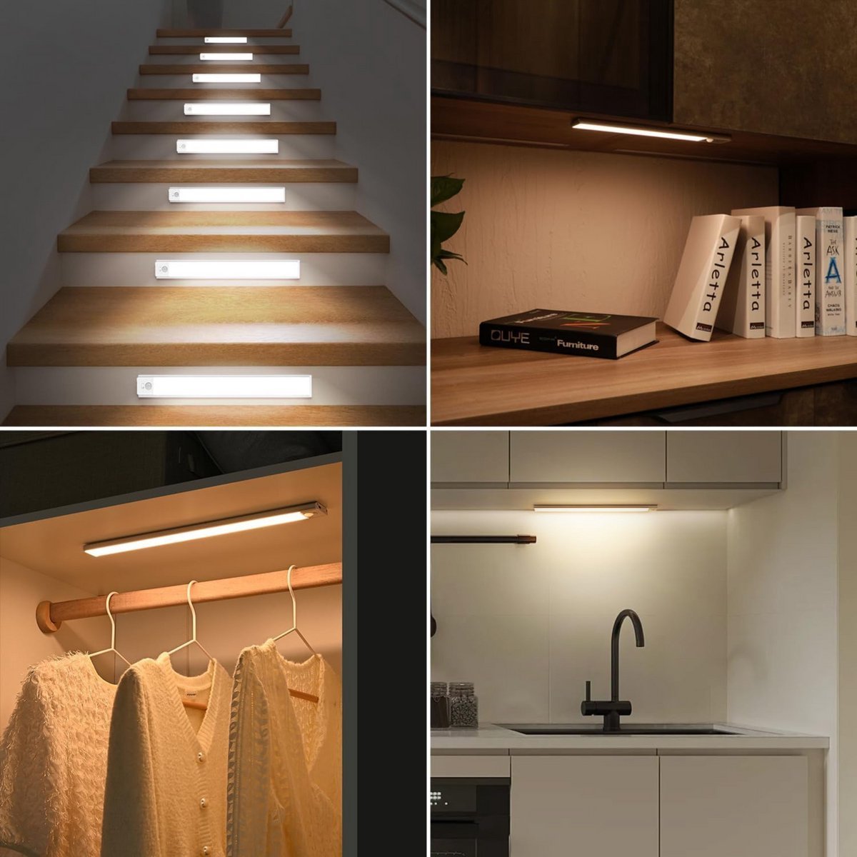 LED's Light Kastverlichting met sensor 80 cm - Oplaadbaar (USB-C) en draadloos - zwaai- en bewegingssensor - wit