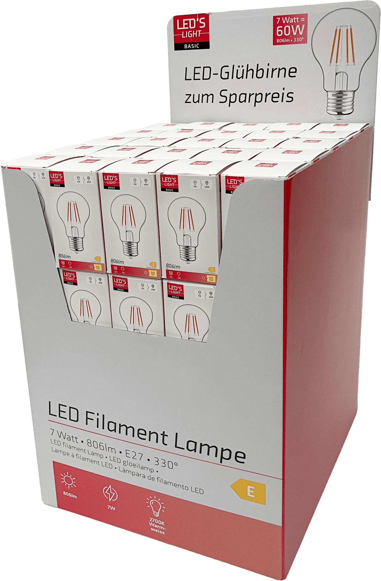 LED Filament Lamp E27 - 806 lumen - 7W - Warmwit 2700K - A60 - Helder Glas