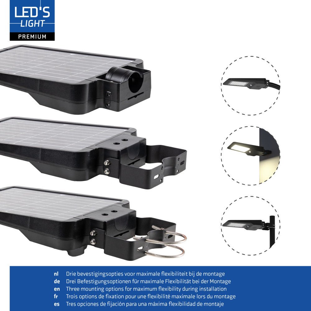 Solar LED Straatverlichting - 3000 Lumen - Bewegingssensor - Koelwit 4000K - IP65 - 3 Jaar Garantie