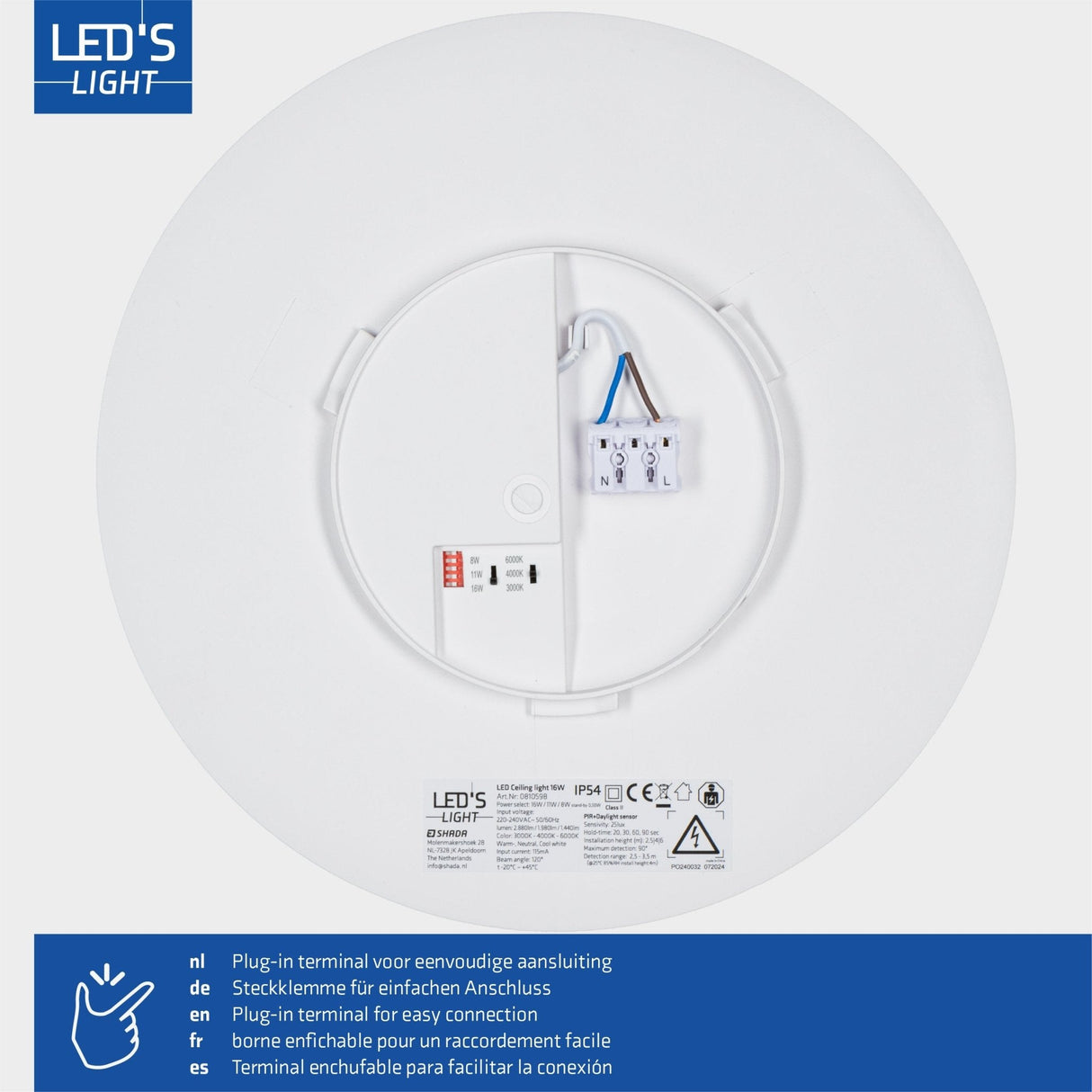LED's light Ceiling lamp with motion sensor and twilight sensor - dimmable in 6 settings - IP54 - 30 cm