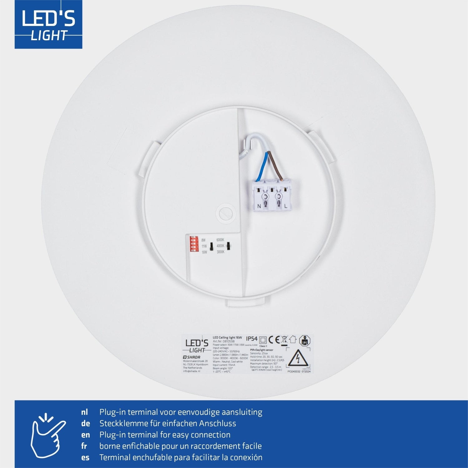 LED's light Ceiling lamp with motion sensor and twilight sensor - dimmable in 6 settings - IP54 - 30 cm