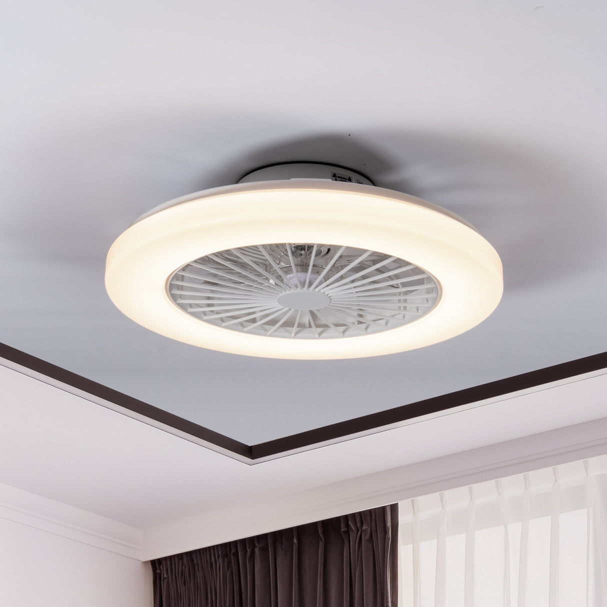 LED's Light Deckenventilator mit Beleuchtung 48 cm - Lüftungsgeschwindigkeit und Bedienung mit Fernbedienung - Weiß