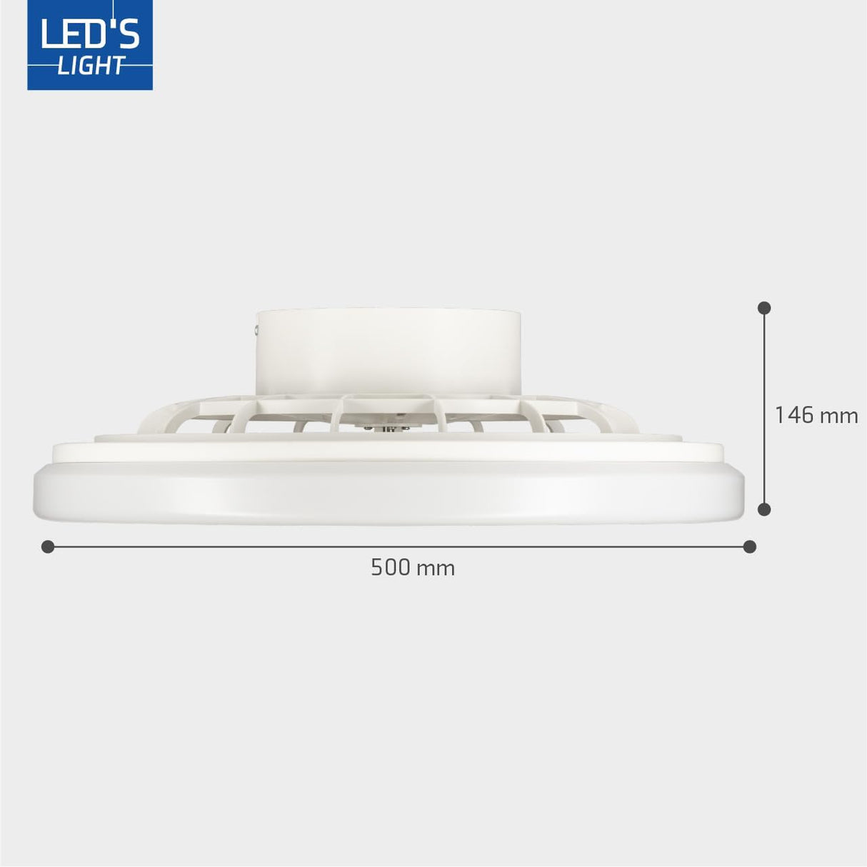 LED's Light Deckenventilator mit Beleuchtung 48 cm - Lüftungsgeschwindigkeit und Bedienung mit Fernbedienung - Weiß
