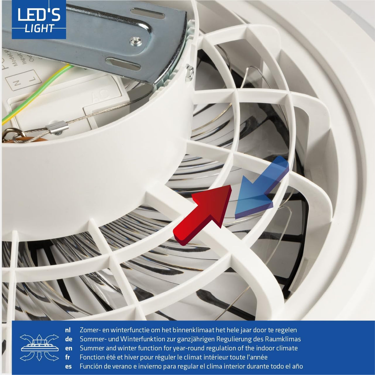 LED's Light ceiling fan with lighting 48 cm - Ventilation speed and operation with remote control - Black