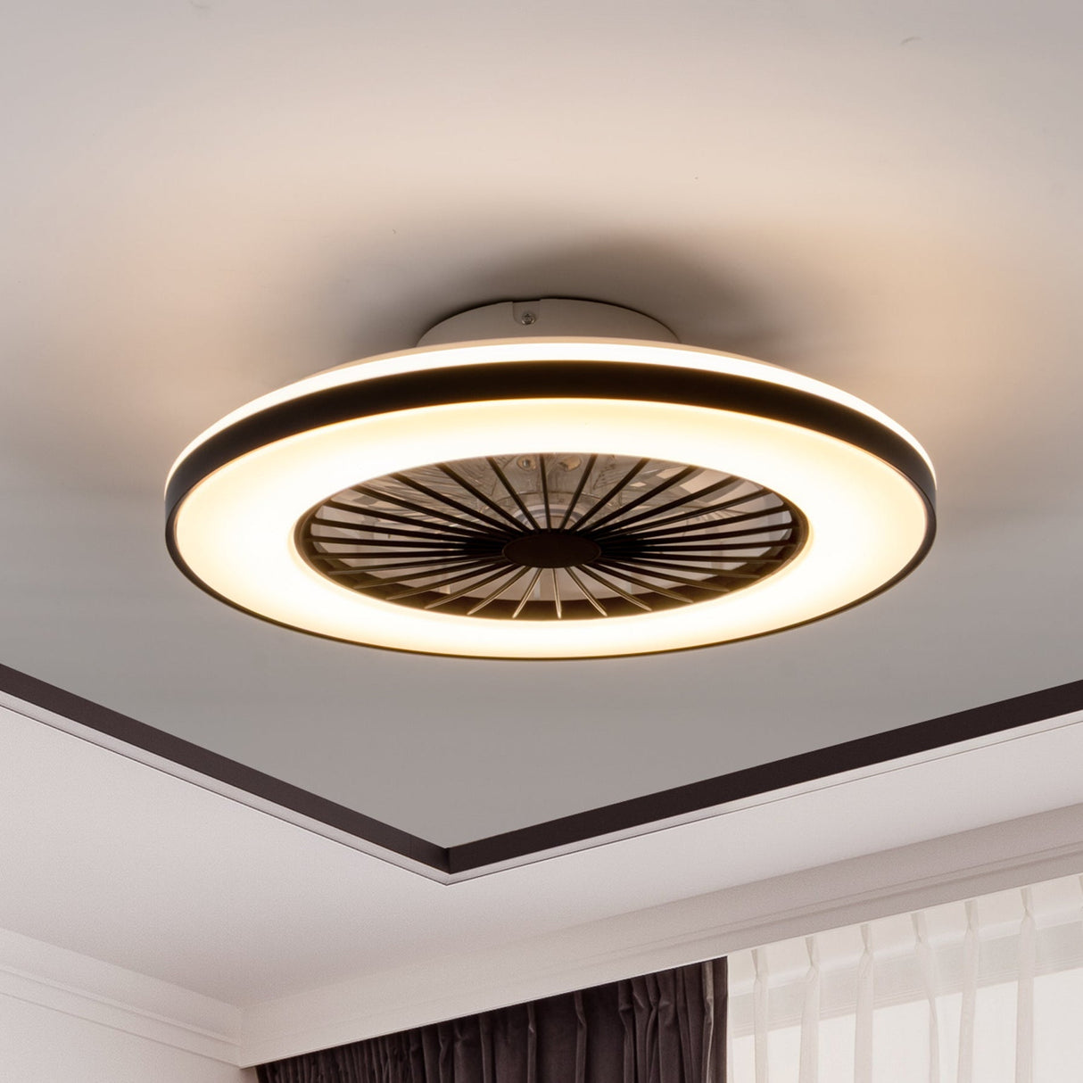 LED's Light ceiling fan with lighting 48 cm - Ventilation speed and operation with remote control - Black