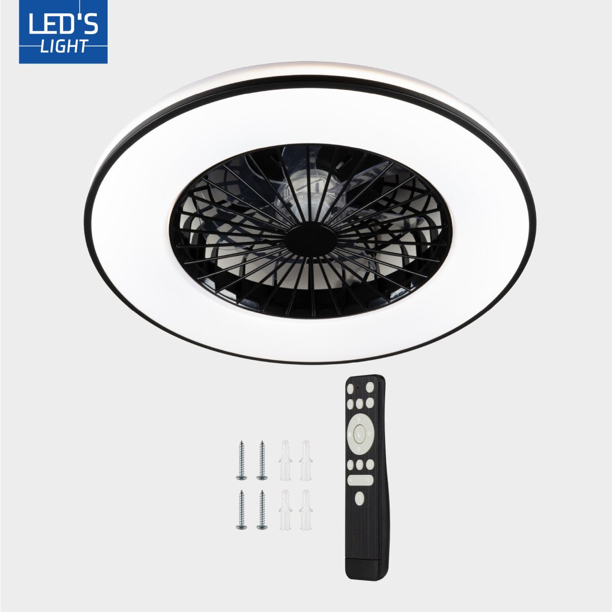 LED's Light Deckenventilator mit Beleuchtung Schwarz - 48,5 cm