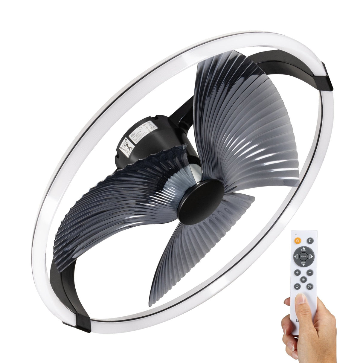 Plafondventilator met Verlichting - 74cm - Dimbaar - Afstandsbediening - Extra Warmwit en Koelwit - Zwart