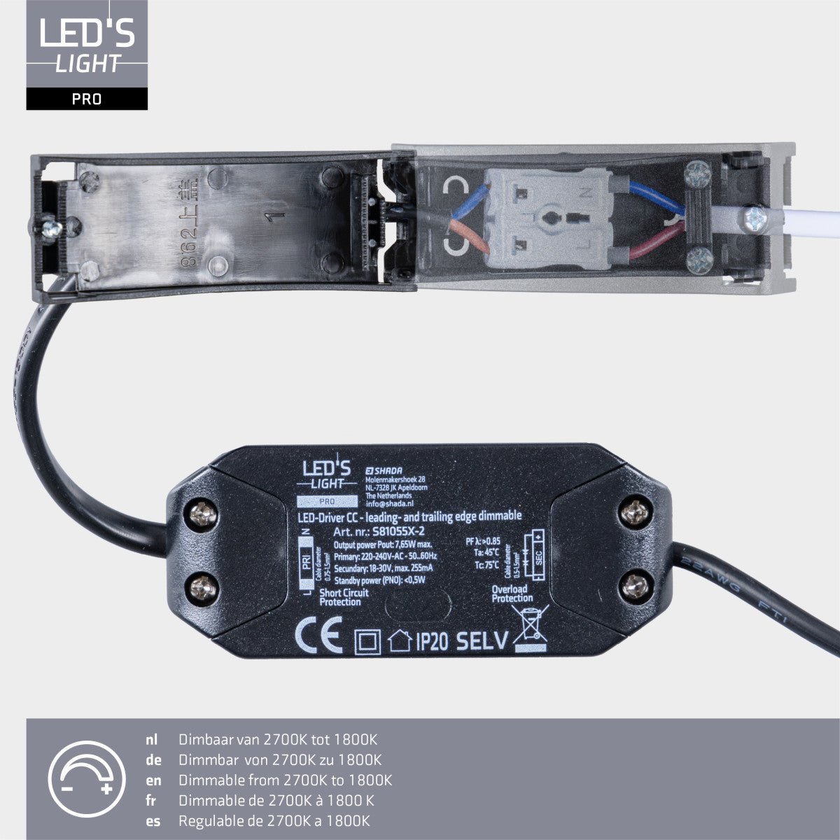 LED's Light PRO - 3er Pack - Downlight Einbaustrahler Ø 68mm - Schwenkbar - Spritzwassergeschützt - Dim to Warm - Schwarz