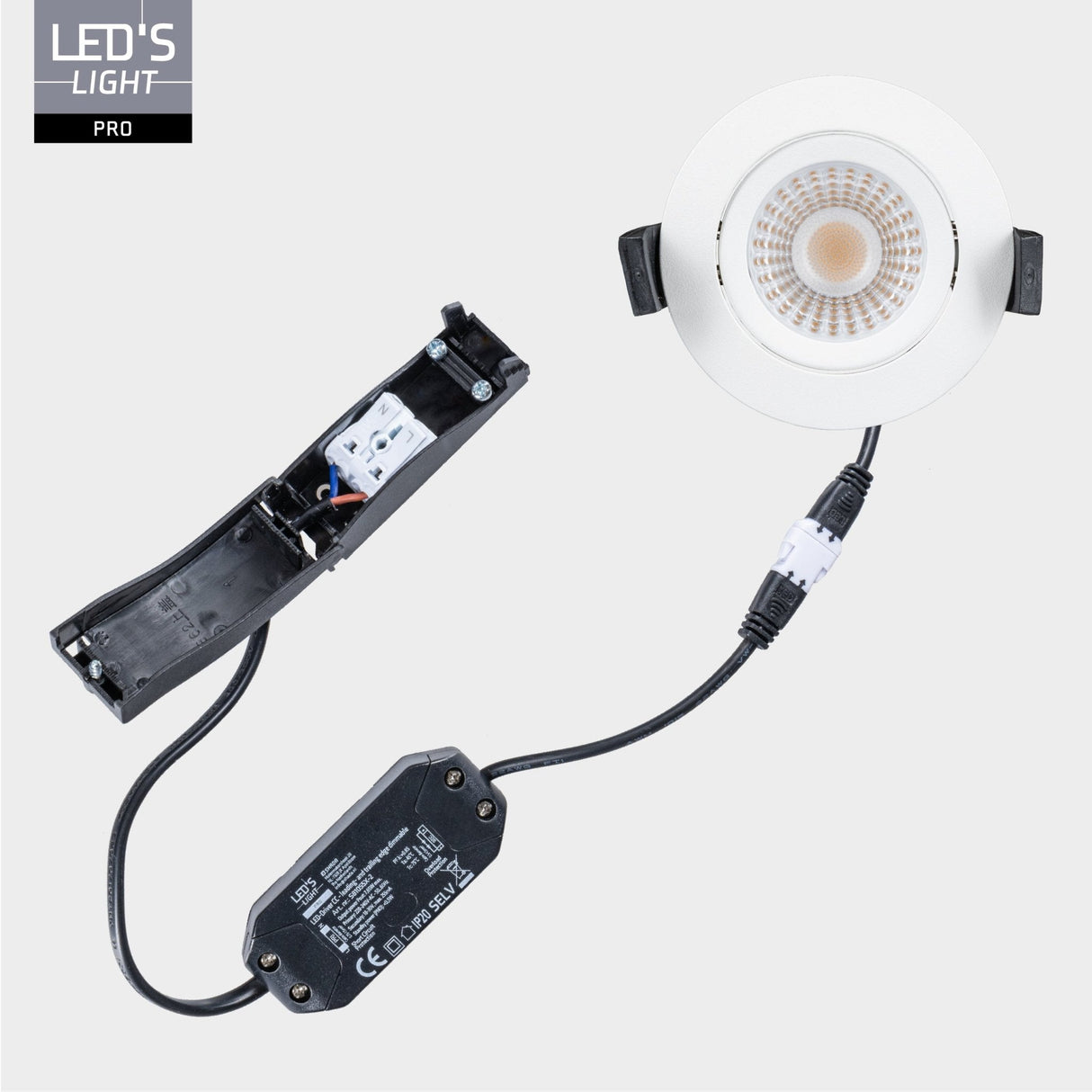 LED's Light PRO Downlight Einbaustrahler Ø 68mm - Spritzwassergeschützt - Dimmbar - Universal - Weiß