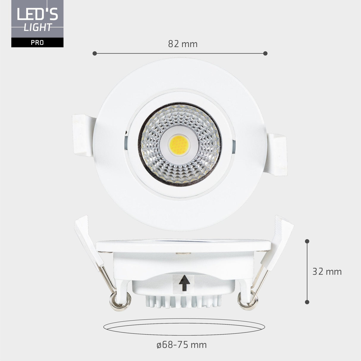 3 PACK - LED's Light PRO Recessed Spotlight 68 mm - Indoor & Outdoor - 3 light colors - Dimmable light - White