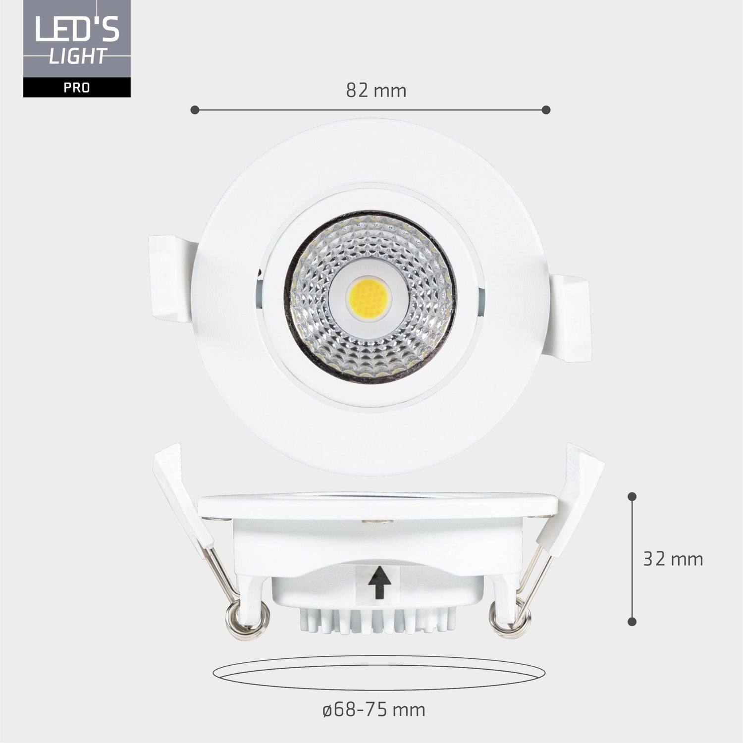 3 PACK - LED's Light PRO Recessed Spotlight 68 mm - Indoor & Outdoor - 3 light colors - Dimmable light - White