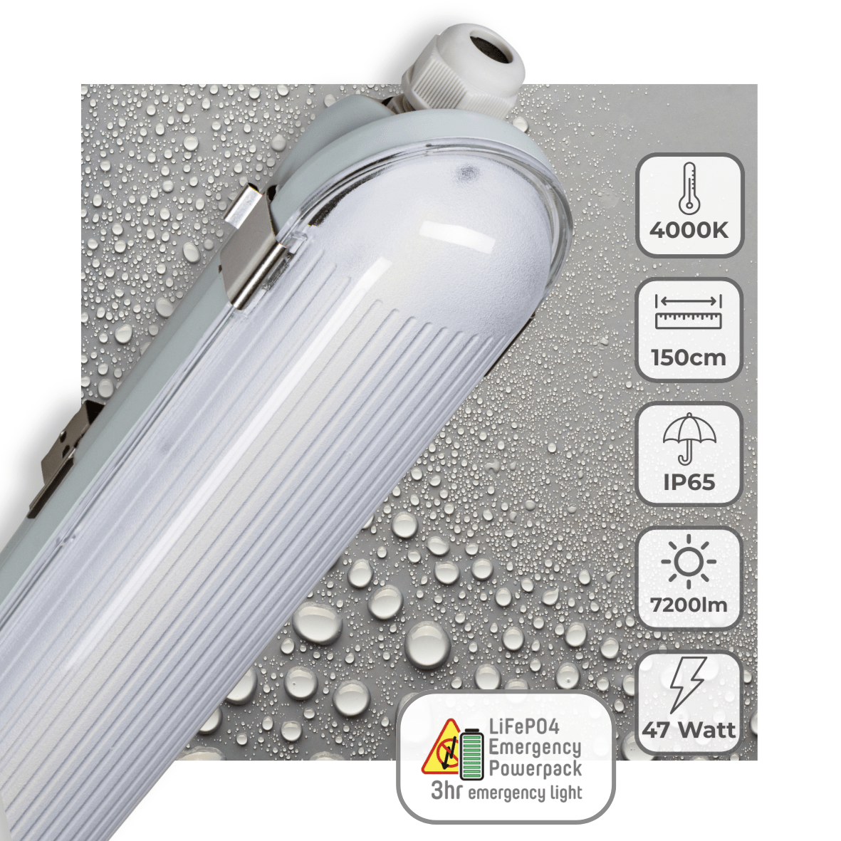 LED's Light PRO LED TL-Leuchte 150 cm - Mit Notbatterie - 4 Lichteinstellungen - 47 W