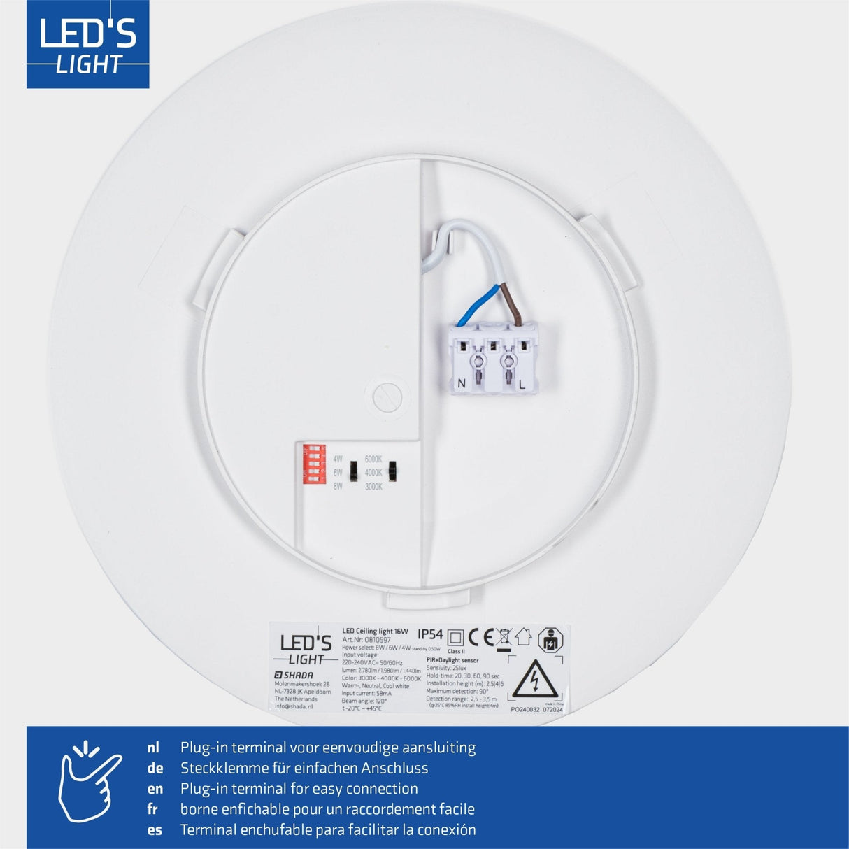 LED's Light Pro Ceiling Lamp with Sensor - Motion Sensor and Dusk Sensor - 6 Modes - 25 cm