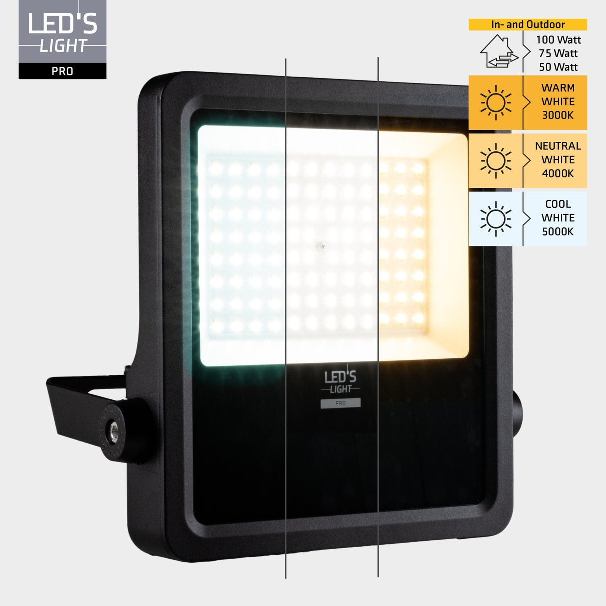 LED Schijnwerper 12750 lumen - 100W - Warmwit 3000K / Koelwit 4000K / Daglichtwit 5000K - IP65 - IK08 - C4 corrosiebestendig - 6 lichtstanden
