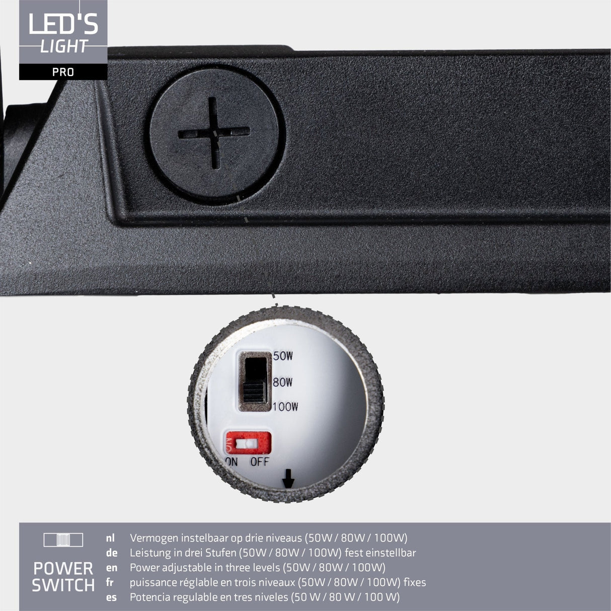 LED's Light Professional LED Flutlicht 18500 - 3 Lichtmodi - Wasserdicht - 100 Watt - Tageslichtsensor