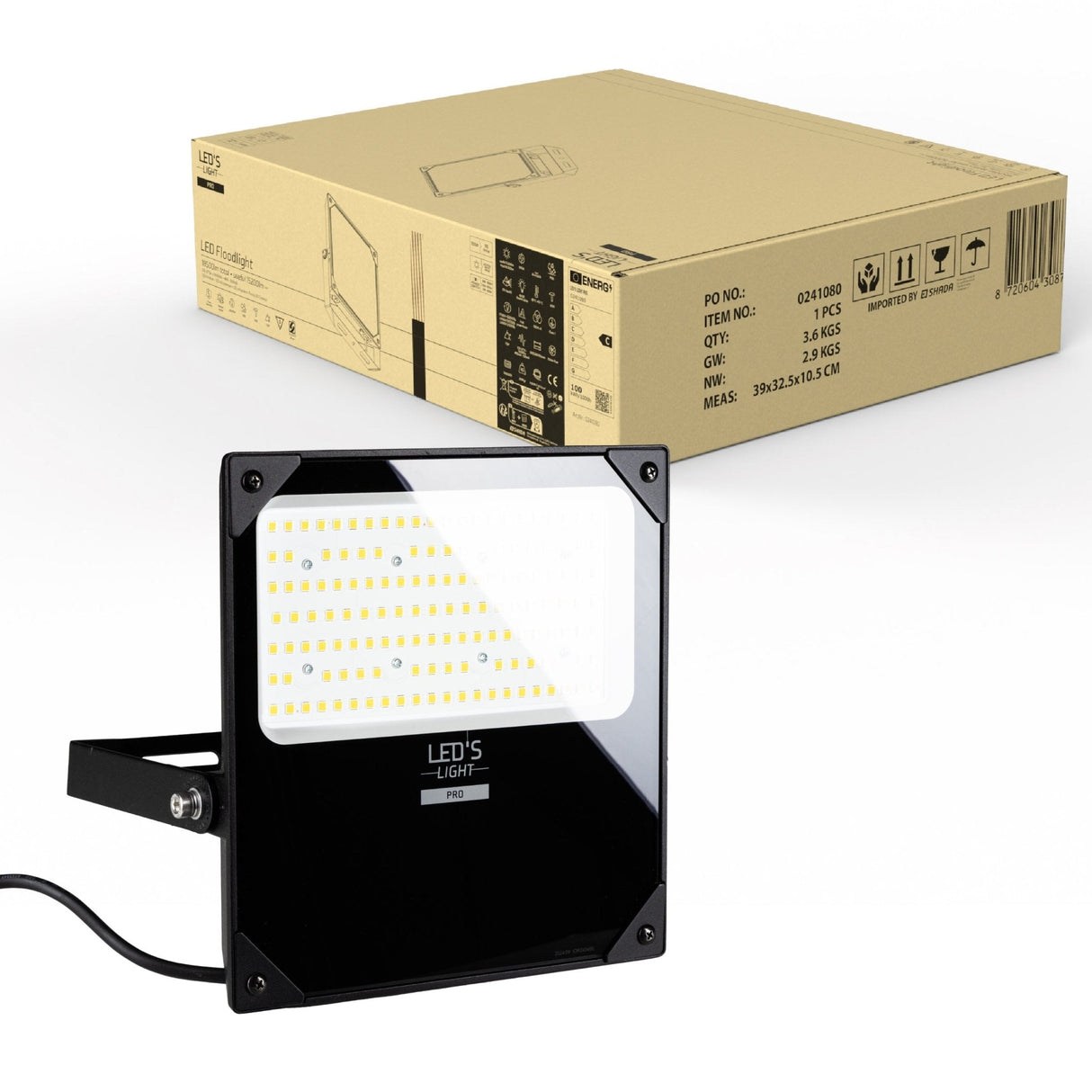 LED's Light Professional LED Flutlicht 18500 - 3 Lichtmodi - Wasserdicht - 100 Watt - Tageslichtsensor