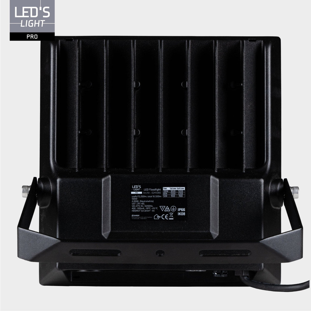 LED's Light Professional LED Flutlicht 18500 - 3 Lichtmodi - Wasserdicht - 100 Watt - Tageslichtsensor