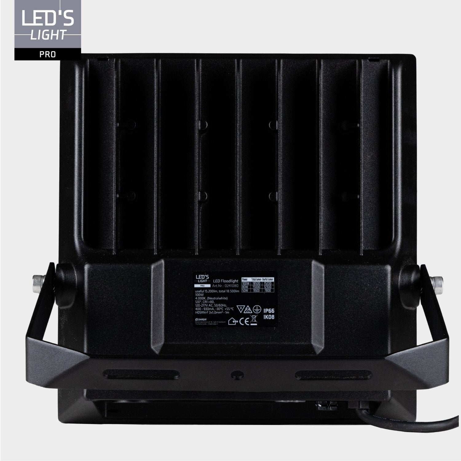 LED's Light Professional LED Flutlicht 18500 - 3 Lichtmodi - Wasserdicht - 100 Watt - Tageslichtsensor