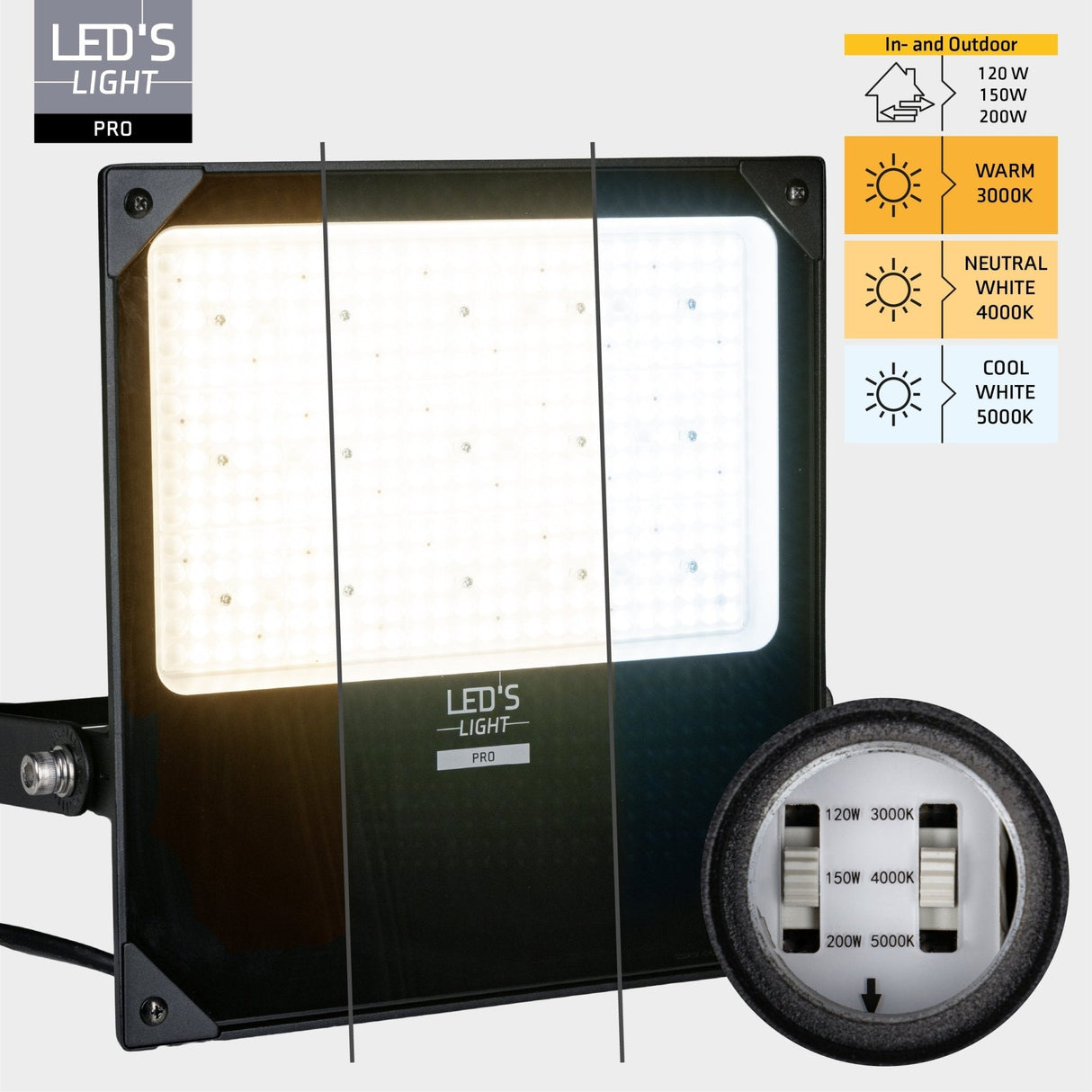 LED's Light Professional LED Strahler 28000 - 3 Leuchtmodi - Wasserdicht - 200 Watt