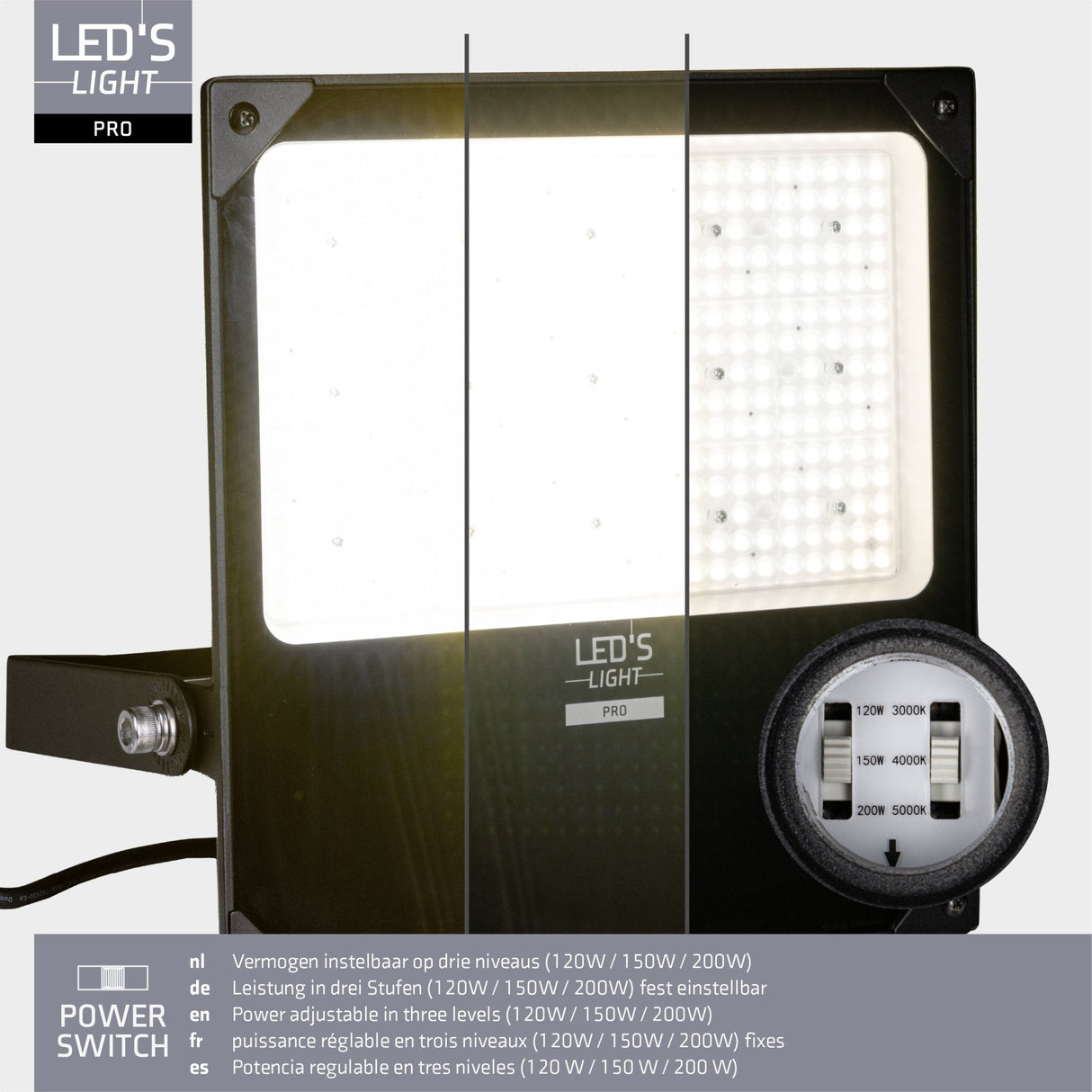 LED's Light Professional LED Strahler 28000 - 3 Leuchtmodi - Wasserdicht - 200 Watt