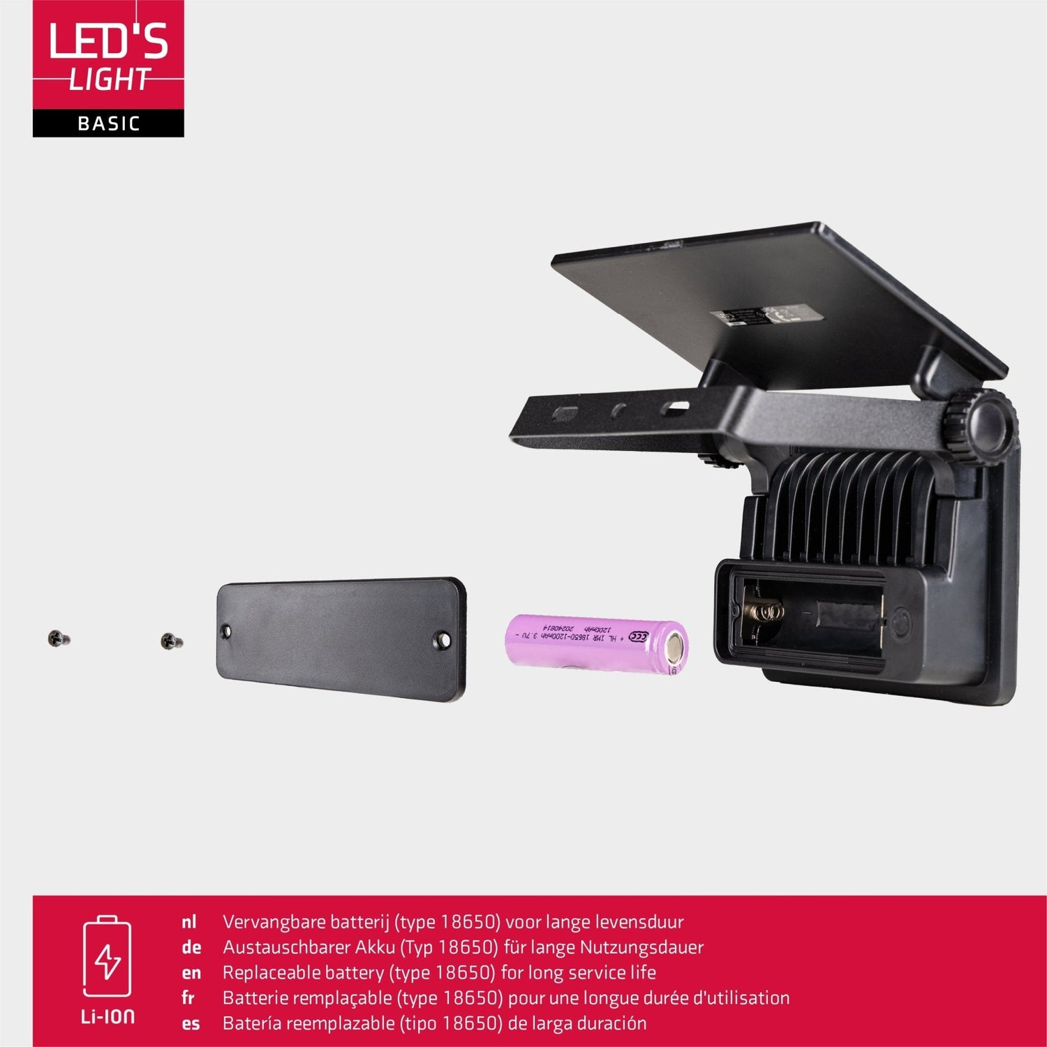 LED's Light Solar Floodlight with Motion Sensor - Fully Wireless Outdoor Lamp - Black